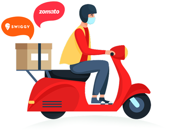 Delivery person on scooter